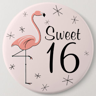 Flamingo Roze 'Sweet 16'-knop Ronde Button 6,0 Cm