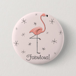 Flamingo Roze 'Tekst' knop Ronde Button 5,7 Cm