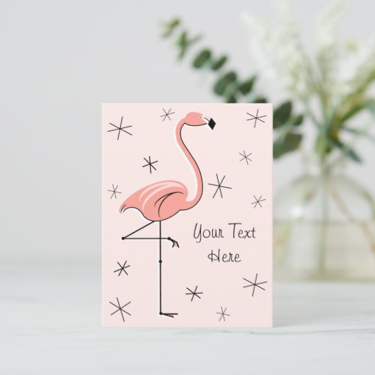 Flamingo Roze Tekst verticaal briefkaart (Staand voorkant)