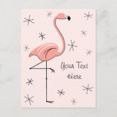 Flamingo Roze Tekst verticaal briefkaart (Voorkant)