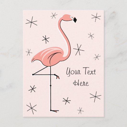 Flamingo Roze Tekst verticaal briefkaart (Voorkant)