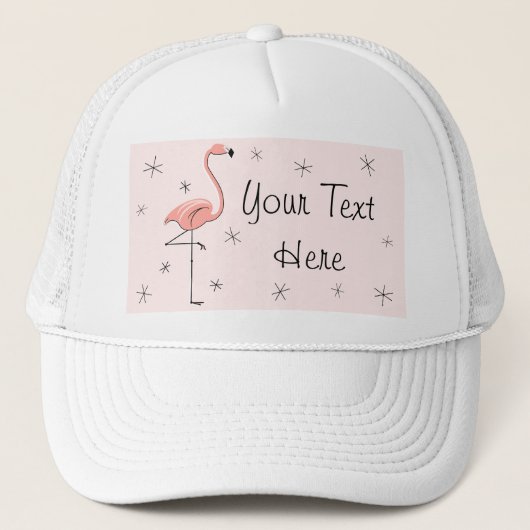 Flamingo Roze 'Text' Trucker hoed roze Pet (Voorkant)