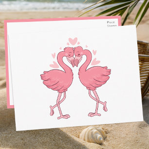 Flamingo Roze Tropisch Strand Bruiloft Bedankt Briefkaart