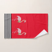 Flamingo Roze Tropische Kerststreep Bad Handdoek (Handdoek)