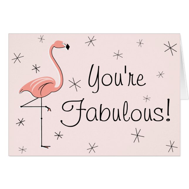 Flamingo Roze U bent een Fabulous front text card (Voorkant Horizontaal)