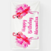 Flamingo Roze Verjaardagsfeestje  Spandoek (Verticaal)