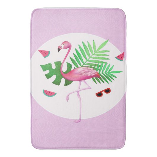 Flamingo Roze Vogel Watermeloen | Flamingoliefhebb Badmat (Voorkant Verticaal)