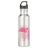 Flamingo roze zomerspreuk waterfles  (Voorkant)