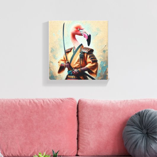 Flamingo Samurai Canvas Afdruk (Insitu (Woonkamer))