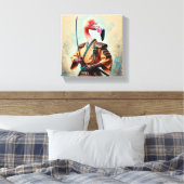 Flamingo Samurai Canvas Afdruk (Insitu (Slaapkamer))