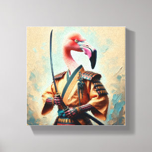 Flamingo Samurai Canvas Afdruk