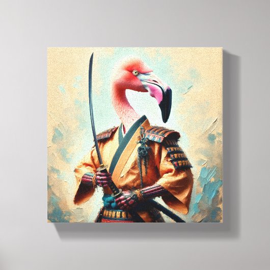 Flamingo Samurai Canvas Afdruk (Voorkant)