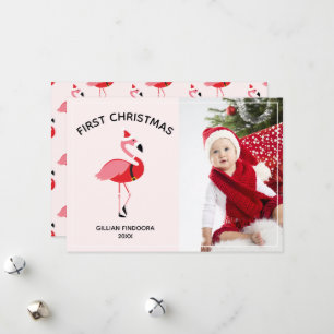 Flamingo Santa Baby eerste kerstdag Feestdagenkaart
