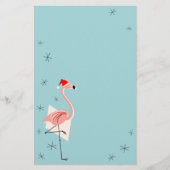Flamingo Santa Blue Briefpapier (Voorkant)