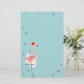 Flamingo Santa Blue Briefpapier (Staand voorkant)