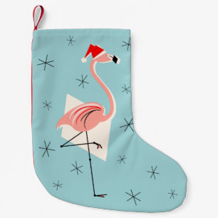 Flamingo Santa Blue, eenzijdig opgevuld Kleine Kerstsok