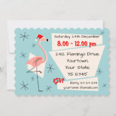 Flamingo Santa Blue horizontaal geschulpte Kaart (Achterkant)