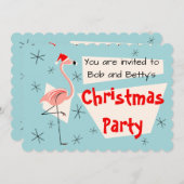 Flamingo Santa Blue horizontaal geschulpte Kaart (Voorkant / Achterkant)