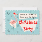 Flamingo Santa Blue horizontaal geschulpte Kaart (Voorkant)