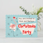 Flamingo Santa Blue horizontaal geschulpte Kaart (Staand voorkant)