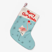 Flamingo Santa Blue Merry Kerstmis Kleine Kerstsok (Voorkant (Hangend))