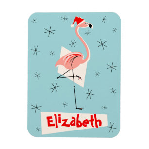 Flamingo Santa Blue Name magneet flexibel portret