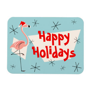 Flamingo Santa Blue Prettige feestdagen flexibel Magneet