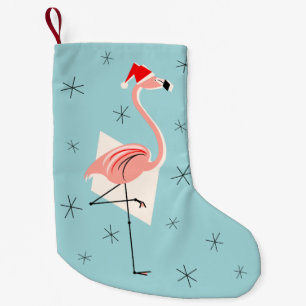 Flamingo Santa Blue stocking Kleine Kerstsok
