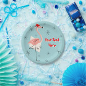 Flamingo Santa Blue Text paper bord (Feest)