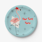 Flamingo Santa Blue Text paper bord (Voorkant)