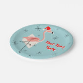 Flamingo Santa Blue Text paper bord (Gekanteld)