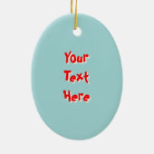 Flamingo Santa Blue Text sieroval Keramisch Ornament (Achterkant)