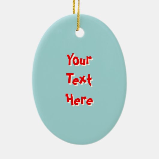 Flamingo Santa Blue Text sieroval Keramisch Ornament (Achterkant)