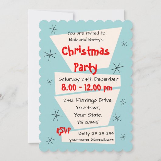 Flamingo Santa Blue-uitnodiging portret Kaart (Achterkant)