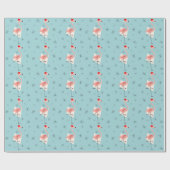 Flamingo Santa Blue-verpakkingspapier Cadeaupapier (Vlak)