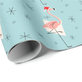 Flamingo Santa Blue-verpakkingspapier Cadeaupapier (Rol Hoek)