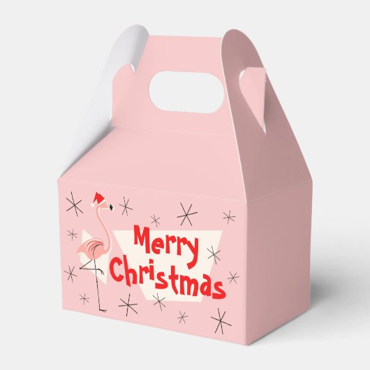 Flamingo Santa Blue Vrolijk kerstgevel Bedankdoosjes (Achterkant)