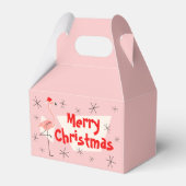 Flamingo Santa Blue Vrolijk kerstgevel Bedankdoosjes (Voorkant Zijde)