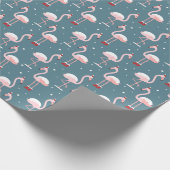 Flamingo Santa Claus Pattern Cadeaupapier (Hoek)