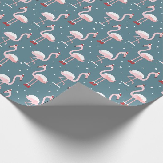 Flamingo Santa Claus Pattern Cadeaupapier (Hoek)