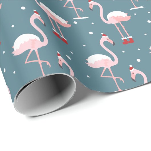 Flamingo Santa Claus Pattern Cadeaupapier (Rol Hoek)