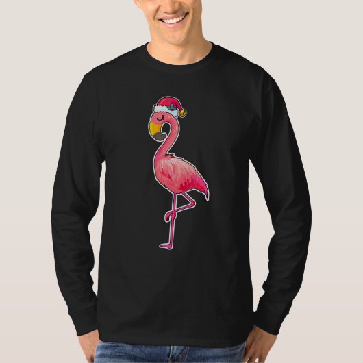 Flamingo Santa Hat Christmas Flamingo Chrismas T-shirt (Voorkant)