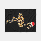 Flamingo Santa Hat Family Matching Christmas Leopa Fleece Deken (Voorkant (Horizontaal))
