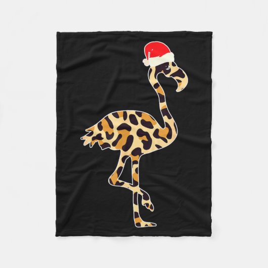 Flamingo Santa Hat Family Matching Christmas Leopa Fleece Deken (Voorkant)