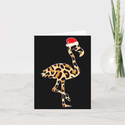 Flamingo Santa Hat Family Matching Christmas Leopa Kaart (Voorkant)