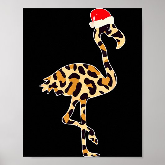 Flamingo Santa Hat Family Matching Christmas Leopa Poster (Voorkant)