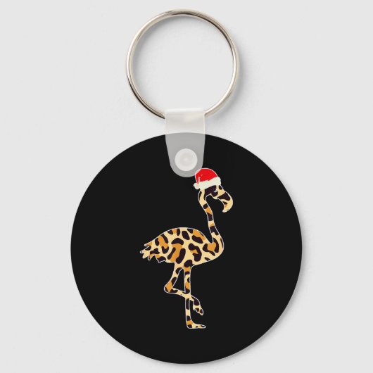 Flamingo Santa Hat Family Matching Christmas Leopa Sleutelhanger (Voorkant)