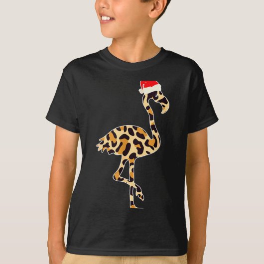 Flamingo Santa Hat Family Matching Christmas Leopa T-shirt (Voorkant)