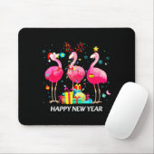 Flamingo Santa Hat Happy New Year Light Long Sleev Muismat (Met muis)