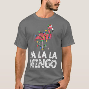 Flamingo Santa Hat-kerstboomverlichting Tropisch T-shirt